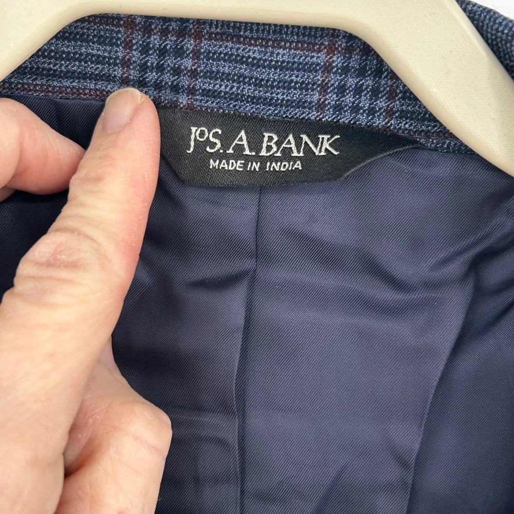 Jos. A. Bank Sport Coat Mens 50L Blue Glen Plaid 100% Wool Signature Big & Tall